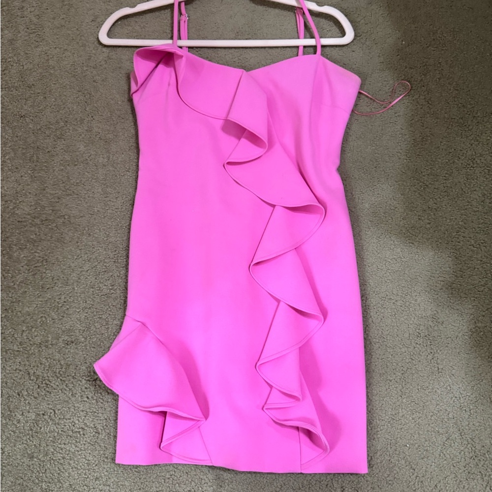 Likely Pink Asymmetrical Ruffled Mini Dress